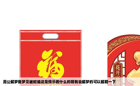 周公解梦我梦见被蛇追这是预示着什么的啊有会解梦的可以解释一下